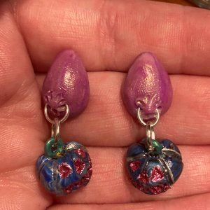 Lick It N Stick It Pink and Blue Pumpkin Boob Earrings